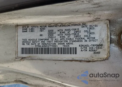 2001 Toyota Tacoma from USA, damaged, VIN 5TENL42N31Z770921